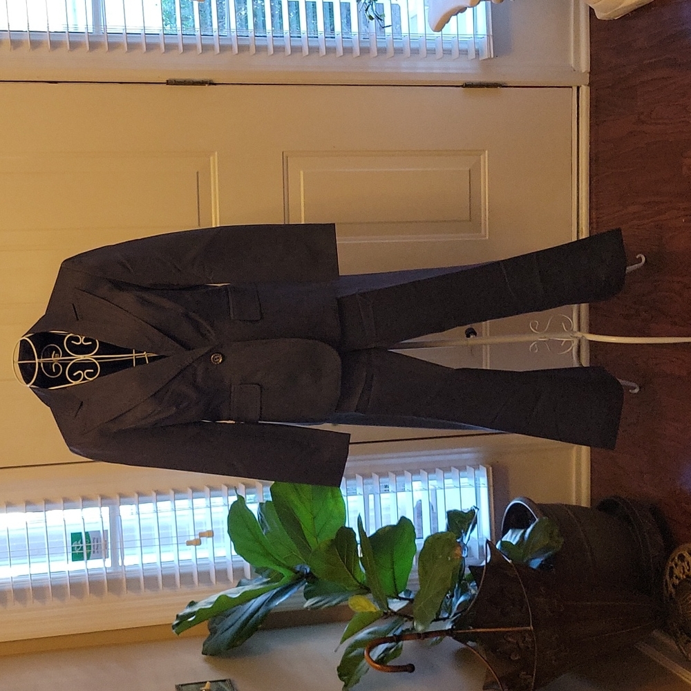 Giorgio Sant'Angelo blue gray tweed pantsuit fully lined jacket & pants 6P EUC …